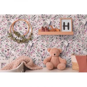 A.S. Creation Papier peint pour chambre d'enfant Lilly & Luis - Papier peint intissé résistant à l'aspect fleuri - 10,05 m x 0,53 m - Multicolore, rose, violet - Fabriqué en Allemagne - 771361