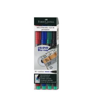 Image de Faber-Castell 4 marqueurs permanent Multimark CD encre assortis pointe ogive