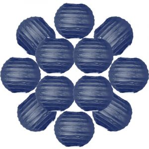 Image de SkyLantern 12x Lanterne Papier 10 cm Bleu Navy - Suspension Boule Papier 10 cm (12'') type Lanterne Japonaise pour Decoration Mariage - 12 pi&egrave;ces