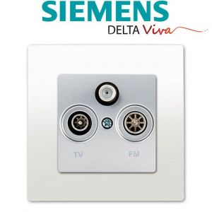 Siemens Prise TV FM SAT Silver Delta Viva + Plaque Blanc