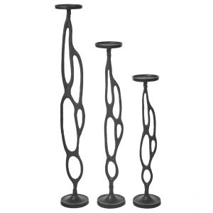 Beliani Lot de 3 bougeoirs noirs 54/68/84 cm BUNI