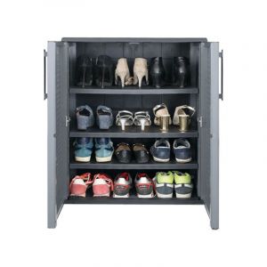Meuble &agrave; chaussures mi-hauteur en polypropyl&egrave;ne de couleur gris fonc&eacute; Diempi