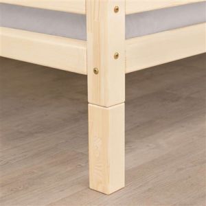 6 Pieds réhausseurs de lit - bois vernis 20 cm pour largeur lit 140 cm - Benlemi