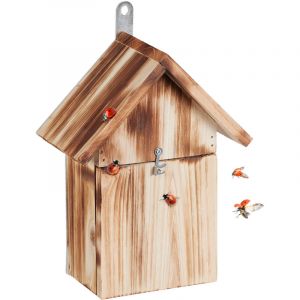 Relaxdays Hôtel à Insectes Pratique, en Bois Non traité, pour coccinelles, à Suspendre dans Le Jardin, Nature