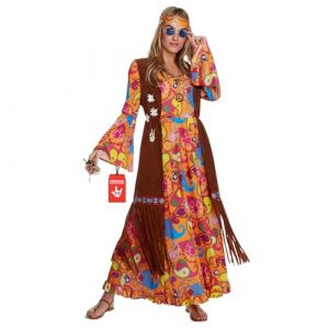Morph Costume Long Hippie Femme D&eacute;guisement Ann&eacute;es 70 Tenue Hippy Soir&eacute;e S
