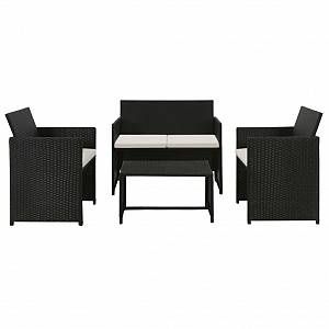 Image de VidaXL Jeu de canapé de jardin 8 pcs Résine tressée Noir