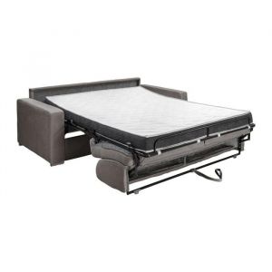 Vente-unique - Canap&eacute; 2 places convertible express en tissu anthracite - Couchage lattes larges 120 cm - Matelas 14 cm avec m&eacute;moire de forme calito