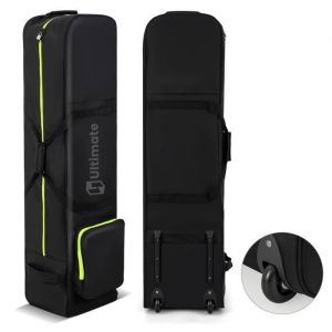 Costway Sac De Voyage De Golf Pliable-À Roulettes-Oxford Etanche-Poches De Rangement-Fermeture Eclair Et Clé-Housse De Club-Noir