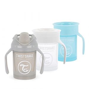 Image de Twistshake Lot de tasses à bec pour bébé - 3 pcs - Gobelet entraînement - Enfants - Biberons étanches - Sans BPA - 4m+ - Blanc gris