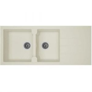 STRADOUR Evier cuisine a encastrer 2 bacs 1 égouttoir Aloa Résine 116 50 cm