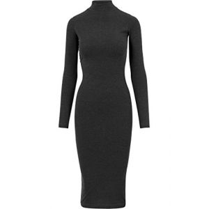Image de Urban classics Ladies Turtleneck L/S Dress Robe, Gris (Charcoal 91), XS Femme