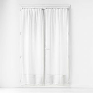 Douceur d'int&eacute;rieur, Paire Droite Passe-Tringle (2 x 70 x 200 cm) Carlin Naturel, Voile Tiss&eacute;, Blanc