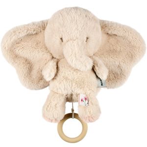 Nattou Chausson de jeu en peluche &agrave; poils longs, &eacute;l&eacute;phant, berceuse &laquo; La-Le-Lu &raquo;, avec anneau, polyester, fan, sable