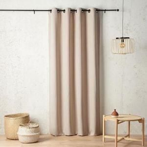 LINDER Rideau Isolant Thermique et obscurcissant - Style Naturel - Beige Lin - Finition &oelig;illets Canon de Fusil - 135x240cm - 100% Polyester - Collection Ad&eacute;lie