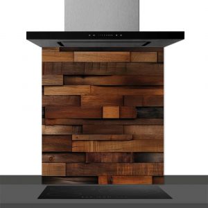 Hexoa Fond de hotte decorative, strate de bois marron 60x70