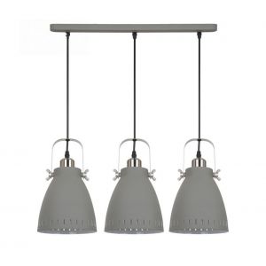 Italux Suspension industrielle et rétro Franklin Gris satiné sablé 3 ampoules
