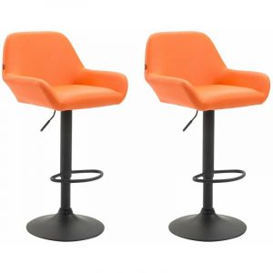 CLP Lot de 2 tabourets de bar Braga en Similicuir orange Noir