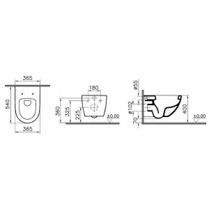 Grohe Pack wc Bâti support Rapid sl + wc sans bride Vitra Sento + Abattant softclose + Plaque chrome (Sentorimless-2)