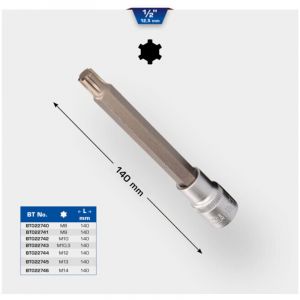 BRILLIANT TOOLS BT022740 Douille RIBE 1/2", longueur 140 mm, M8 [Powered by KS TOOLS]