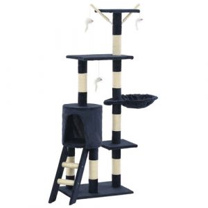 VidaXL Arbre à chat avec griffoirs en sisal 138 cm Bleu foncé