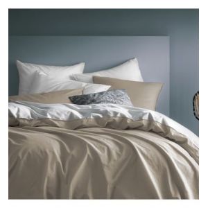 Blanc Cerise Housse de couette percale coton lavé - DOUCEUR LAVEE