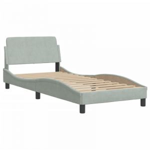 VidaXL Cadre de lit avec tête de lit Gris clair 90x190 cm Velours