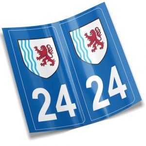 2 autocollants stickers plaque immatriculation voiture départements France