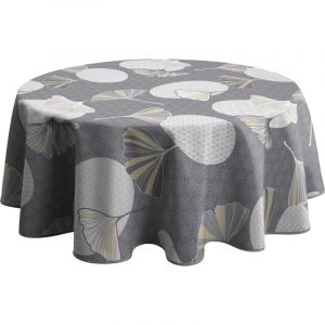 Le linge de Jules Nappe Anti-Taches Kobe Gris - Ronde 160 cm