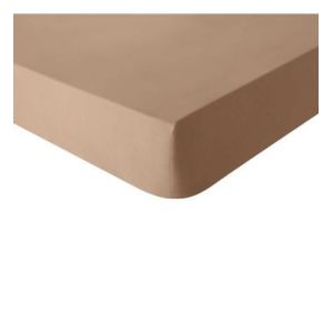 Essix Drap housse en coton sable 180x200 Made in France