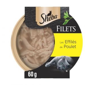 Sheba Dômes pour chat adulte – Friandise Les Effilés de Poulet – Barquettes snack de 2 x(16 x 60g)
