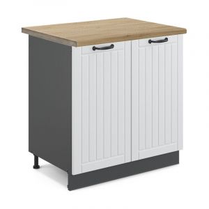 Image de Vicco Meuble Bas Sous-&Eacute;vier Fame-Line, Blanc Campagne, 80 Cm, Pa Ch&ecirc;ne