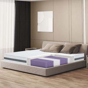 The White Stone - Matelas 130 x 200 à ressorts ensachés Hauteur 20 cm Moyen Rigide, Autoformant, Orthopédique Revêtement hypoallergénique et respirant