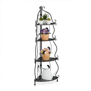 Relaxdays Étagère Verticale à 4 Rayons, en métal, Non Fixe, Design Vintage, H x L x P : 113 x 30 x 30 cm, Noire
