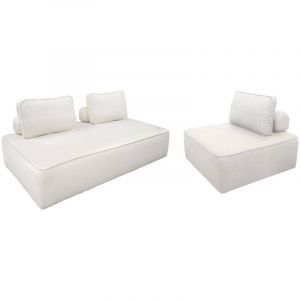 Ensemble chauffeuses pour canap&eacute; modulable 3 places bouclette cr&egrave;me - Bao
