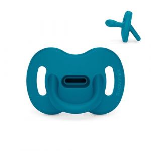 Suavinex Sucette Tout Silicone pour Nouveau-n&eacute;s, pour B&eacute;b&eacute; 0/6 Mois et Naissance, avec T&eacute;tine Sym&eacute;trique SX Pro, R&eacute;versible, Super Douce et Souple, Id&eacute;al pour Dormir, Deep Ocean