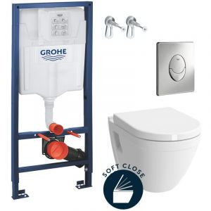 Grohe Pack WC Bâti-support Rapid SL + Cuvette Vitra S50 + Abattant softclose + Plaque chrome (S50softclose-2)