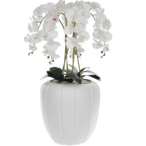 Orchid&eacute;e artificielle - BOTLE - H 90 cm - Pot blanc - R&eacute;aliste - Facile dentretien