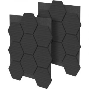 Ml-design - ml Design Lot de 2 Panneaux Acoustiques Hexagonaux, 66x81x2 cm, 1 m², Noir, en Feutre Recyclé/MDF, Revêtement Mural Isolation Phonique