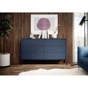 Image de Selsey Commode avec six tiroirs - MONNE- couleur bleu marine, vintage