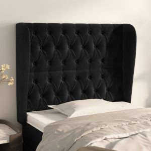 VidaXL Tête de lit avec oreilles Noir 93x23x118/128 cm Velours