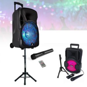 Boost Enceinte nomade sur batterie 600W -MOBILE12-SET Bluetooth - Micro - Pied - Enceinte Karaoké Autonome enfant PARTY-MOBILE8-SET