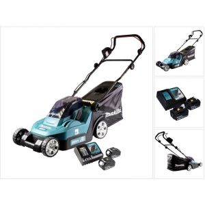 Makita DLM 432 RM2 Tondeuse à gazon sans fil 36 V (2x 18 V) 43 cm brushless + 2x Batteries 4.0 Ah + Chargeur