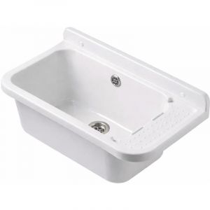 Evier Poste d&rsquo;eau en polypropyl&egrave;ne blanc Robuste Int&eacute;rieur et ext&eacute;rieur 60 cm