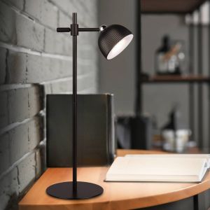 Reality Leuchten Maxima R57791102 Lampe de table LED à batterie en métal noir mat avec 4 LED 3 W tactiles avec pied, fixation murale et dispositif de serrage