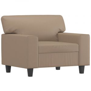 VidaXL Fauteuil, Siège avec Accoudoirs et Dossier Rembourrés, Canapé avec Coussin, Meuble de Salle de Séjour, Moderne, Cappuccino Similicuir