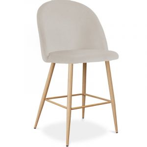 Tabouret tapissé en velours - Design scandinave - 63cm - Bennett Beige