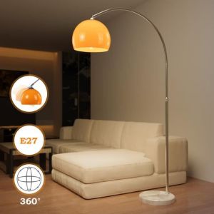 Image de Jago Lampadaire &agrave; Arc - CEE:A++, E27, 60W, LED, R&eacute;tro, Rotatif, R&eacute;glable (130-180 cm), Orange - Lampe Courb&eacute;e, Arceau, sur Pied