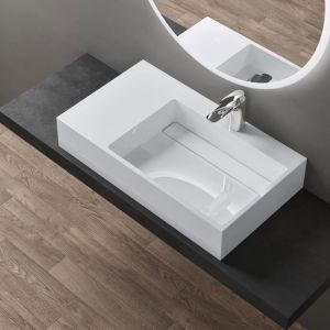 Sogood - Lavabo Suspendu Blanc 75cm Vasque à Poser Lave Mains Rectangulaire de Qualité pour Salle de Bain 75x43x14cm Colossum12-R - Blanc