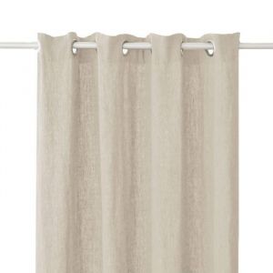 Terre de Nuit Rideau &agrave; &oelig;illets en lin lav&eacute; naturel 140x250 - Naturel