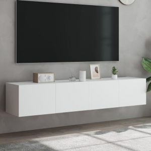 Image de VidaXL Meubles TV muraux avec lumières LED 2 pcs blanc 80x35x31 cm